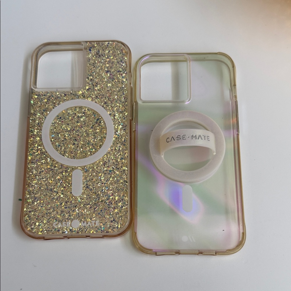 iPhone 13 Pro Max Case-Mate Gold Glitter and Iridescent Phone Case Duo